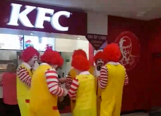 Create meme: mcdonald’s, Ronald McDonald at KFC, Ronald McDonald goes to the CFS