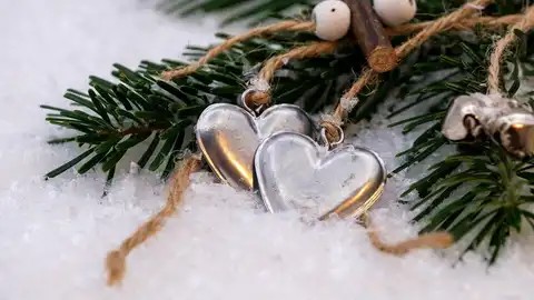 Create meme: a heart on twigs in winter, love horoscope, Christmas decorations
