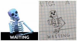 Создать мем: vaporwave скелет, skeleton, смешной скелет