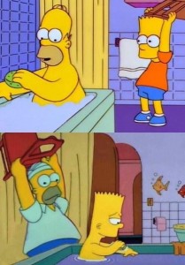 Создать мем: simpson bart, Гомер, барт бьет гомера