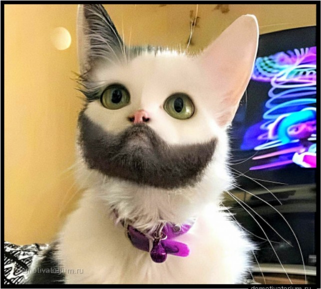 Создать мем: кот с усами, бородатый котенок, бородатый кот