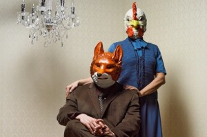 Создать мем: человек в маске собаки, fox mask, mr fox