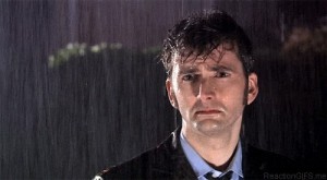 Create meme: a frame from the video, David Tennant, the tenth doctor in the rain