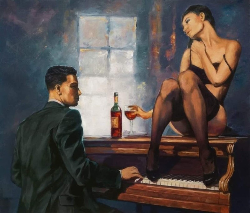 Create meme: Fabian Perez paintings, vettriano paintings, Jack vettriano