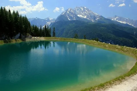 Create meme: Blue lake of the Alps, mountain lake, Berchtesgaden National Park Germany Emerald Lake