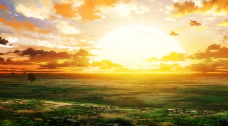 Create meme: anime landscape, anime sunset, anime