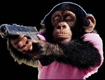 Create meme: chimpanzees , A baby with a gun