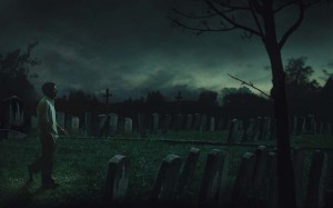 Create meme: cemetery, night at the cemetery