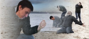 Create meme: meme with sand pattern, throws sand meme Tarkovsky, the guy in the sand meme