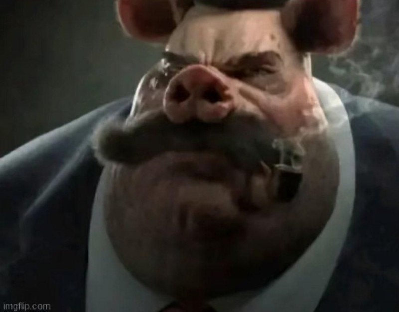Create meme: pig art, pig with a cigarette, pig gangster