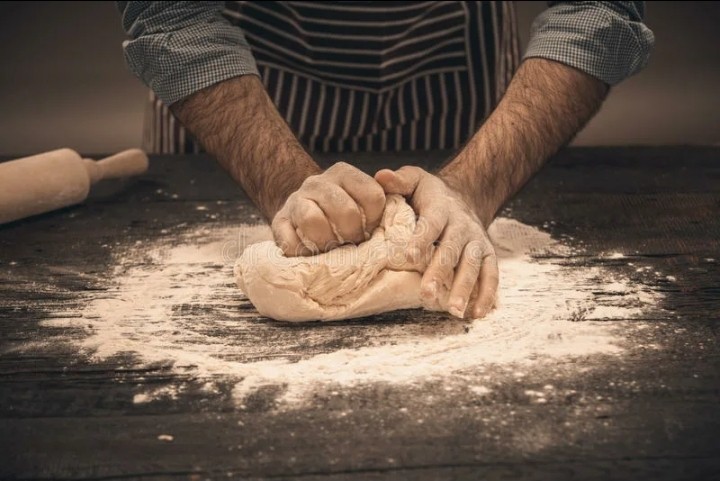 Create meme: men's hands knead the dough, kneaded dough, knead