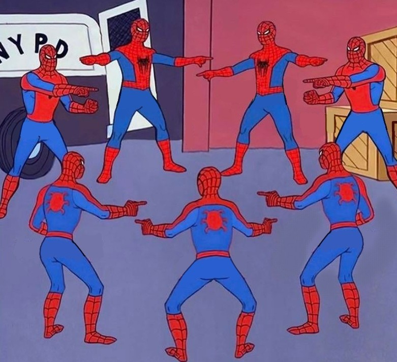 Create meme: Spiderman meme double, meme 2 spider-man, Spider-Man