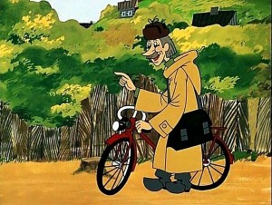 Create meme: buttermilk postman Pechkin, buttermilk Pechkin postman bike, the postman Pechkin