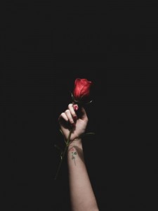 Create meme: girl with a rose in his hand, Wallpapers the rose in her hand, rose in hand