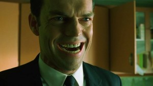 Create meme: agent Smith laughs