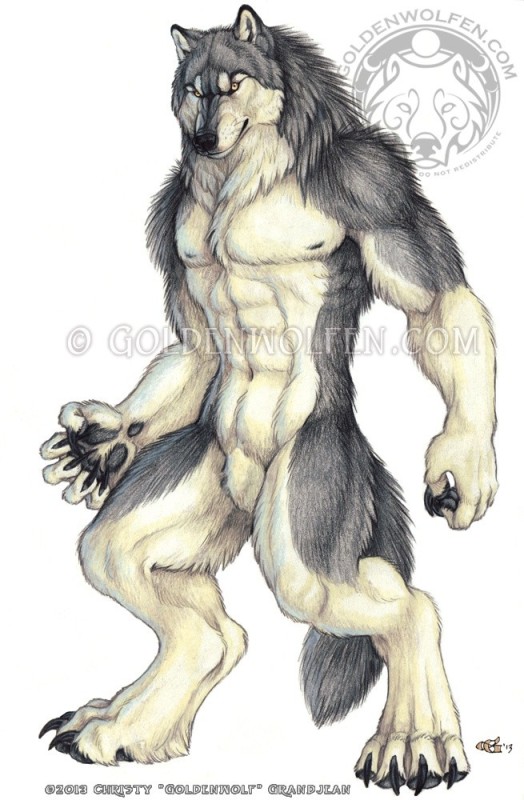 Create meme: werewolf furry, Goldenwolfen werewolves, drawing of a werewolf