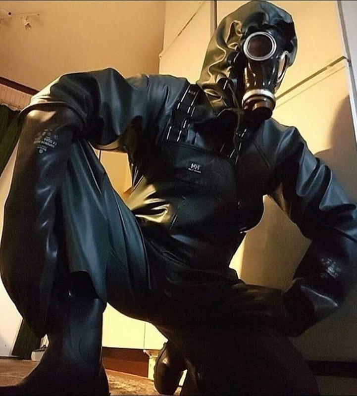 Create meme: feet , gas mask , latex suit