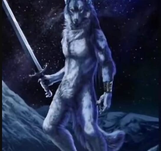 Create meme: wolf warrior, a wolf with a sword, wolf fantasy