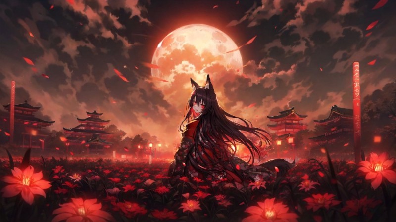 Create meme: anime likoris, anime backgrounds, Kitsune Azur Lane