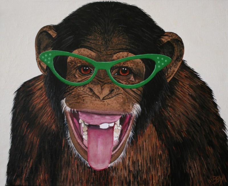 Create meme: monkey painting, cool monkey, chimpanzees 