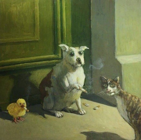 Create meme: Michael Sova, dog picture, dogs in painting