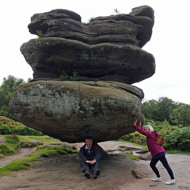 Create meme: Balancing Stone at Brimham Rocks, strange stones, The rock is a hanging stone