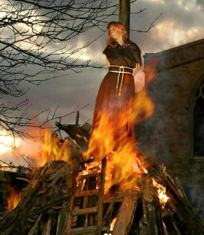 Create meme: burning of witches, the witch at the stake, the witch is burned at the stake