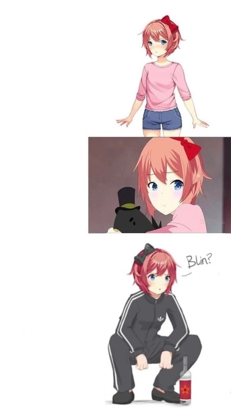 Create meme: anime girl, sayori gopnik, sayori