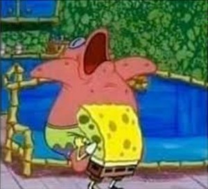 Create meme: Patrick, frame from the movie, spongebob sucks Patrick