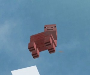 Создать мем: flying pig постройки майнкрафт, свинья майнкрафт, minecraft свинья