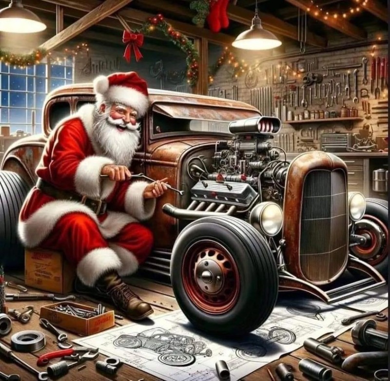 Create meme: Christmas, happy new year , merry christmas hot rod