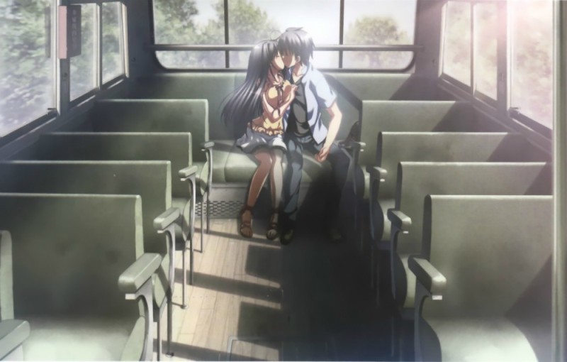 Create meme: anime girl on the bus, anime bus, anime