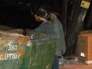 Create meme: homeless digging in the garbage, trash, trash