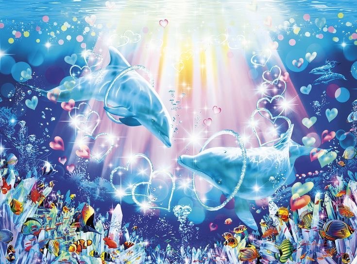 Create meme: diamond mosaic diamond painting underwater world, dolphins paintings, pictures 