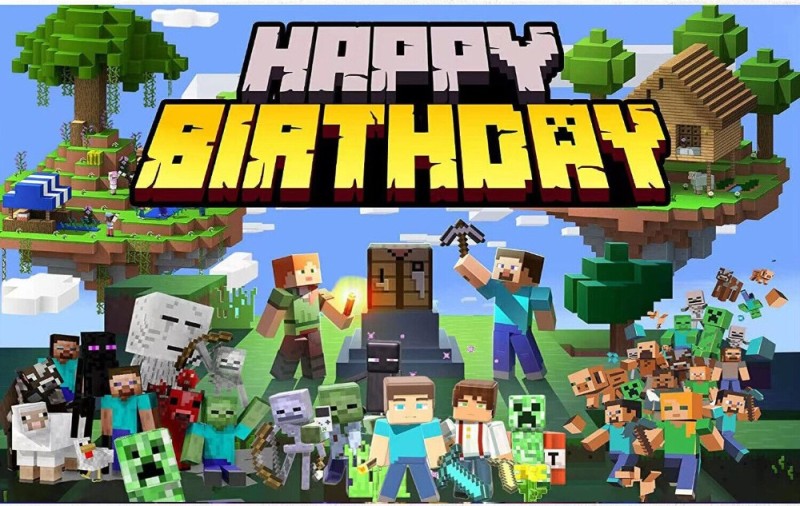 Create meme: happy birthday minecraft, play minecraft, minecraft card