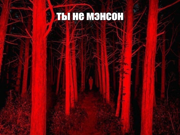 Создать мем: кроваво красный, лес страшный, красный лес