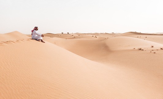 Create meme: dubai desert safari, man in the wilderness, desert 