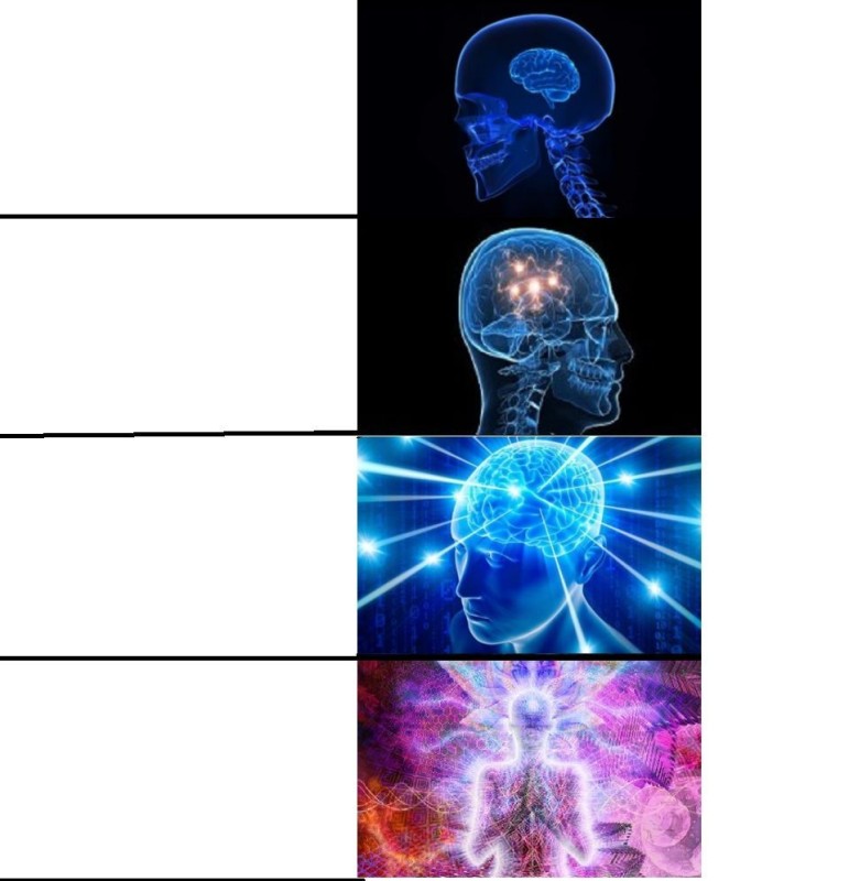 Create meme: glowing brain meme, meme about the brain overmind, a template for brain memes