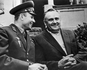 Create meme: cosmonaut Yuri Gagarin, Gagarin and Korolev, Yuri Gagarin