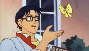 Создать мем: мем is this a pigeon, мем с бабочкой аниме, мем с бабочкой