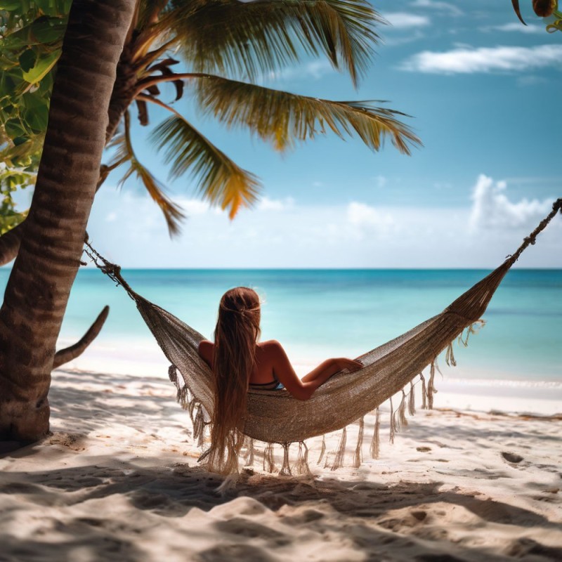 Create meme: a girl in a hammock by the sea, girl , hammock on the sea