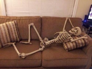 Create meme: meme skeleton, skeleton, the skeleton on the couch