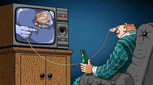 Create meme: TV enemy of man, caricature, TV