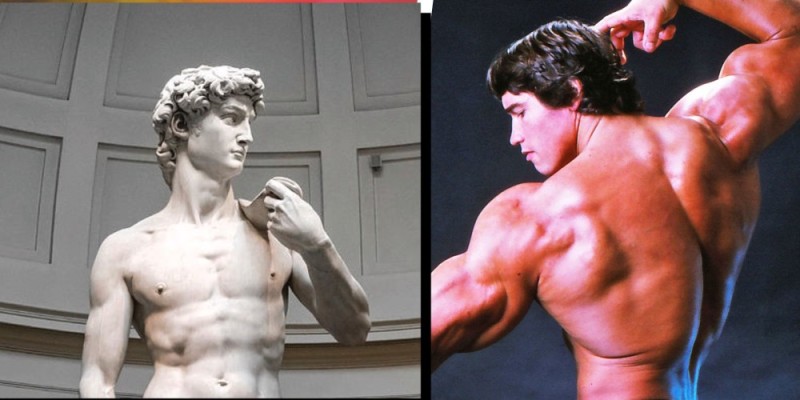 Create meme: david michelangelo, Arnold Schwarzenegger workout, Arnold Schwarzenegger 