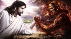 Create meme: el diablo, satan, drawing the devil and God