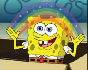 Create meme: spongebob rainbow, meme spongebob imagination, imagination spongebob