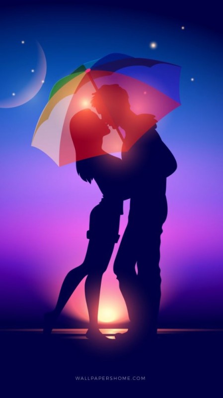 Создать мем: романтические обои на айфон, влюбленные под зонтом, обои на телефон любовь