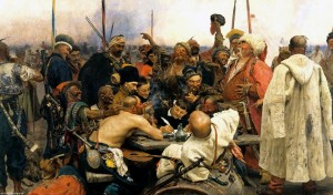 Create meme: Repin Cossacks, picture Repin Cossacks, the Cossacks writing letter to Turkish Sultan