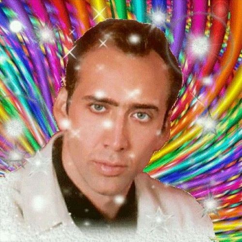 Создать мем: nicolas cage meme, российские студенческие отряды, николас кейдж радуга