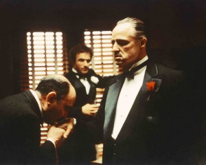 Create meme: don Corleone kissed his hand, don Tommasino godfather, don Corleone